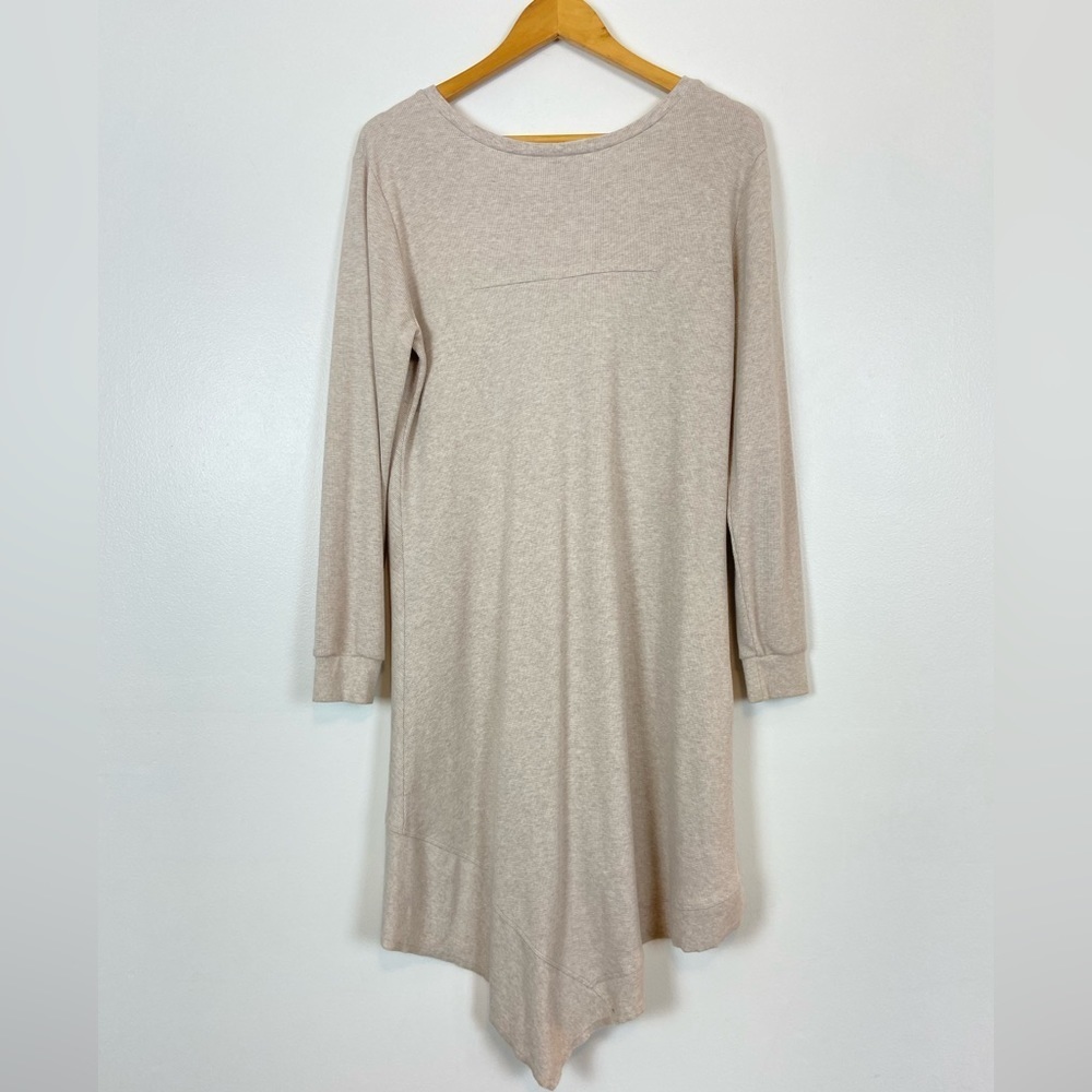 Sundance Thea Cream Asymmetrical Hem Long Sleeve Thermal Knit High Low Dress - Picture 12 of 13